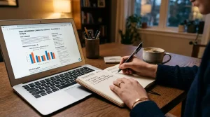 Bettor analysing boxing odds while managing emotional decision-making during a live fight event