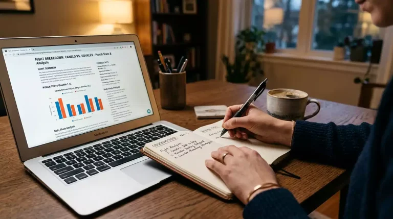 Bettor analysing boxing odds while managing emotional decision-making during a live fight event